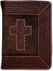 3D Belt Company BI131 Chocolate Bible Cover with Tooled Cross and Studs